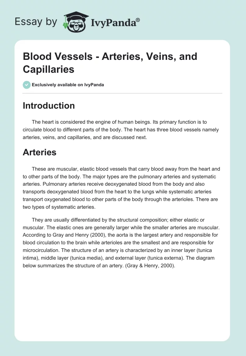 Blood Vessels - Arteries, Veins, and Capillaries. Page 1