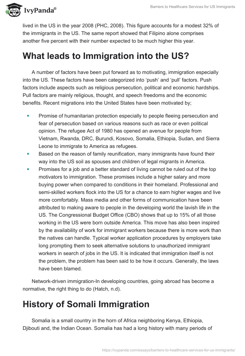 Barriers to Healthcare Services for US Immigrants. Page 2