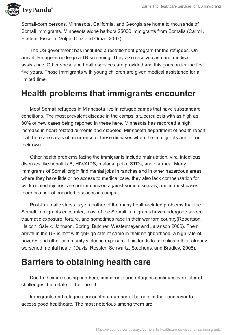 Barriers to Healthcare Services for US Immigrants. Page 4