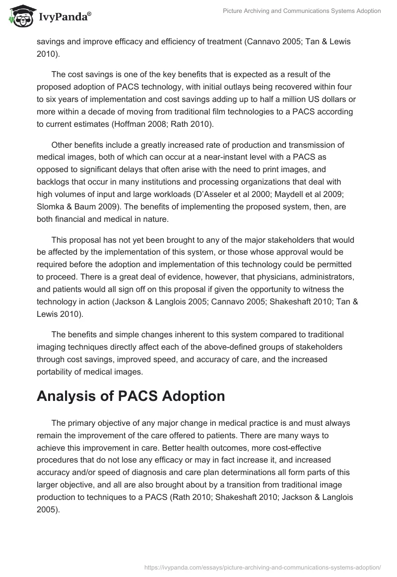 Picture Archiving and Communications Systems Adoption. Page 3