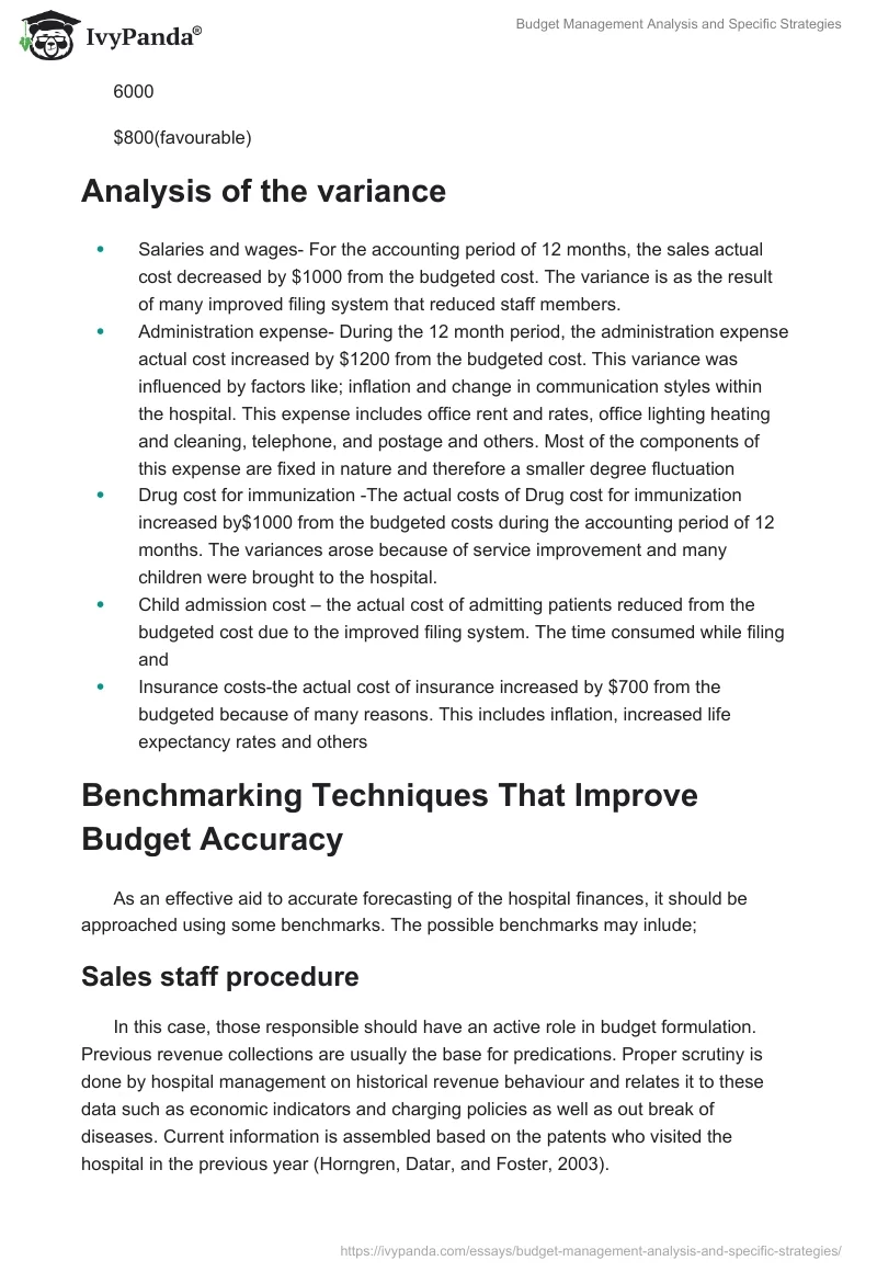 Budget Management Analysis and Specific Strategies. Page 5