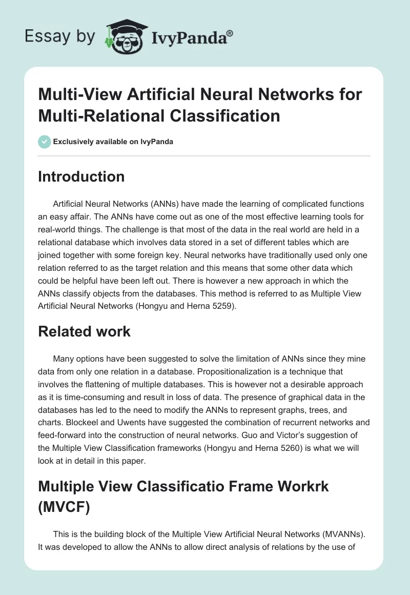 Multi-View Artificial Neural Networks for Multi-Relational Classification. Page 1