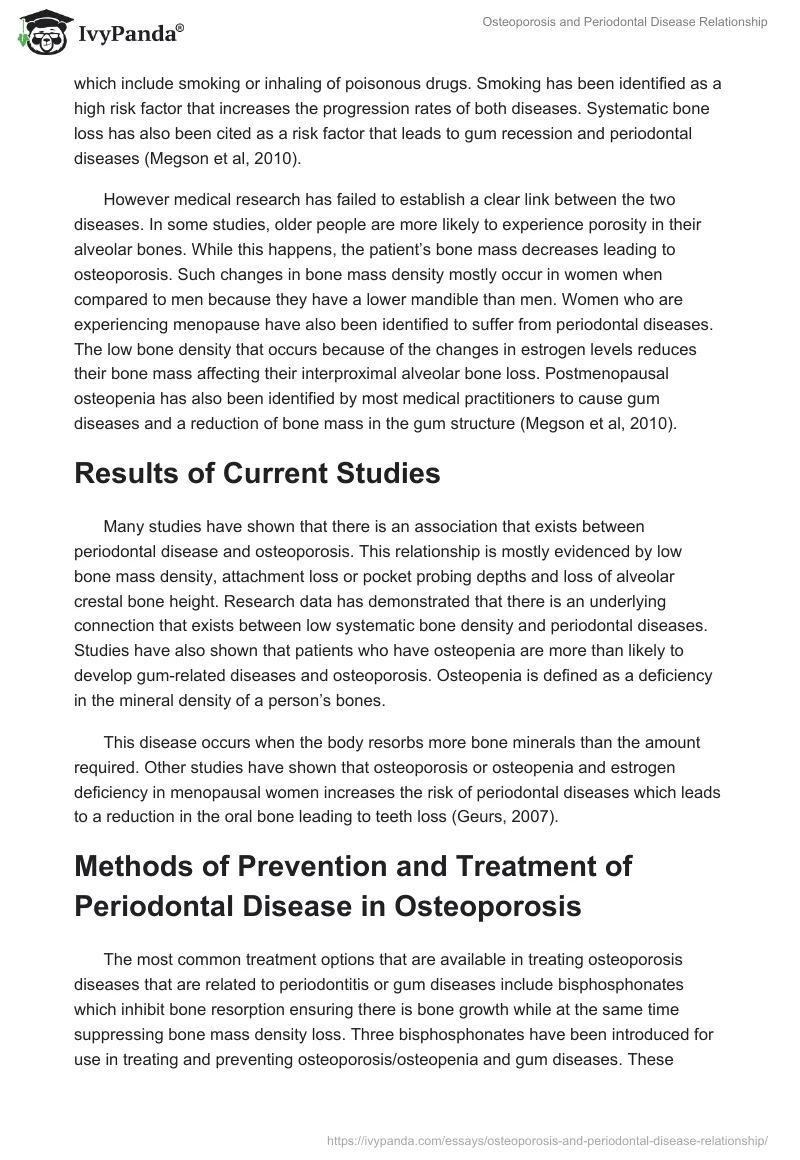Osteoporosis and Periodontal Disease Relationship. Page 4