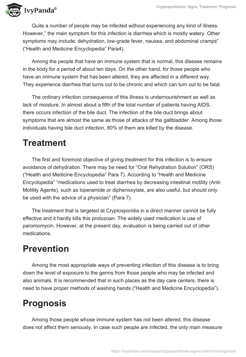 Cryptosporidiosis: Signs, Treatment, Prognosis. Page 2