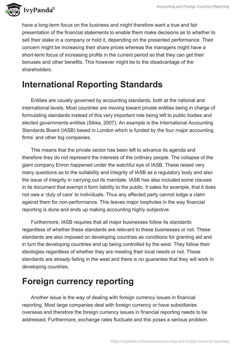 Accounting and Foreign Currency Reporting. Page 2