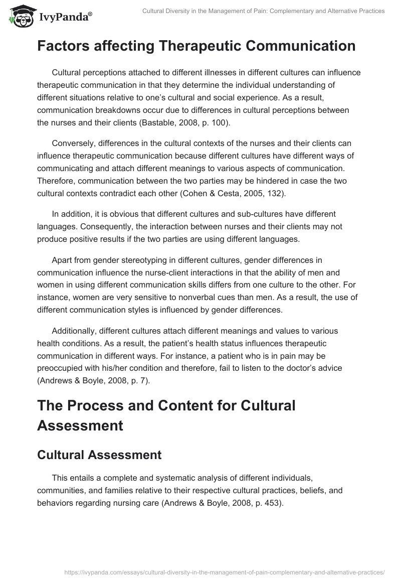 Cultural Diversity in the Management of Pain: Complementary and Alternative Practices. Page 2