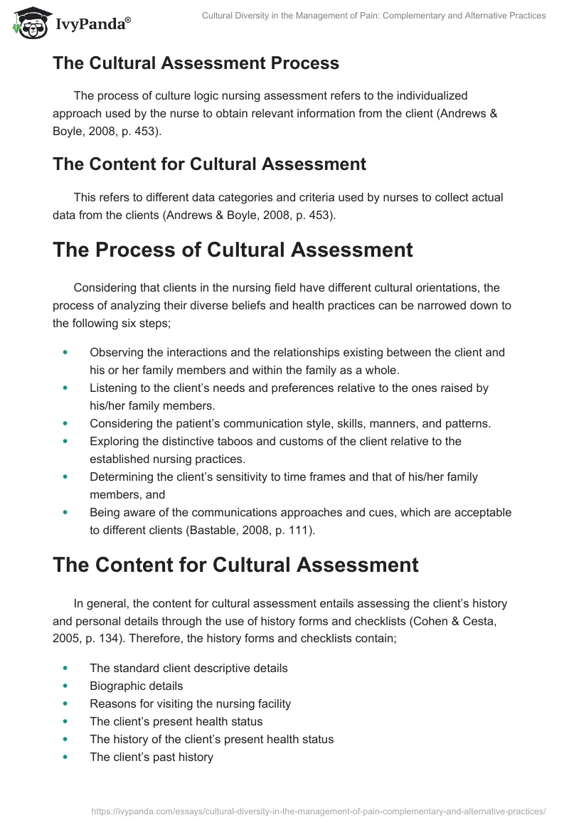 Cultural Diversity in the Management of Pain: Complementary and Alternative Practices. Page 3