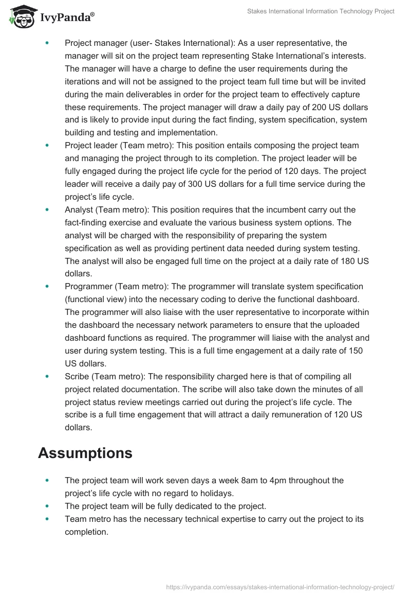 Stakes International Information Technology Project. Page 4