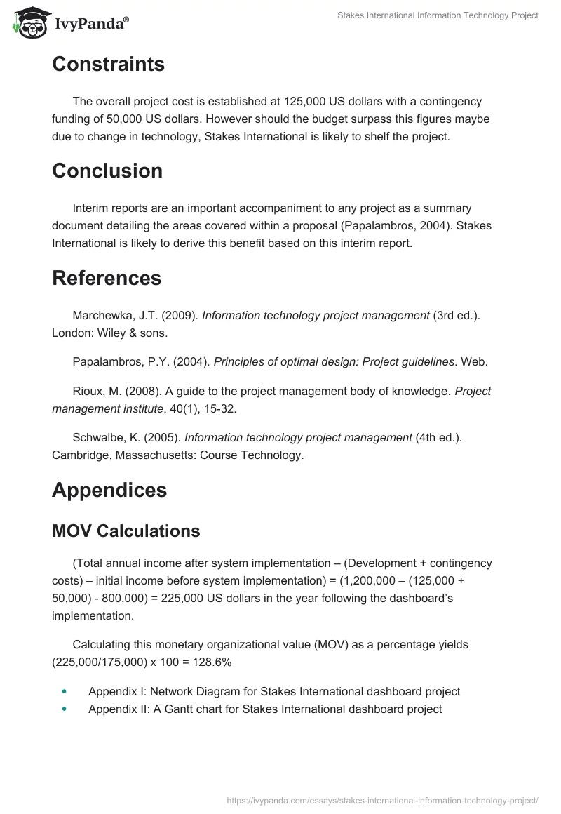Stakes International Information Technology Project. Page 5