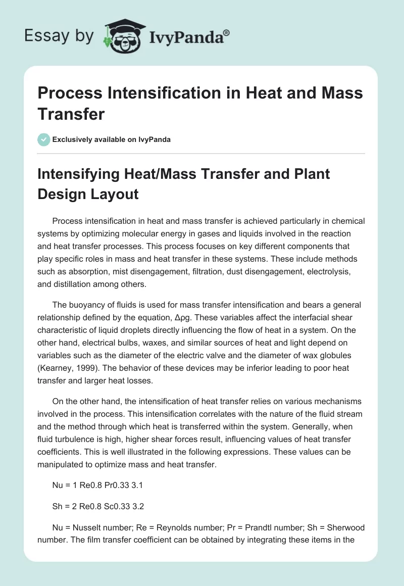Process Intensification in Heat and Mass Transfer. Page 1