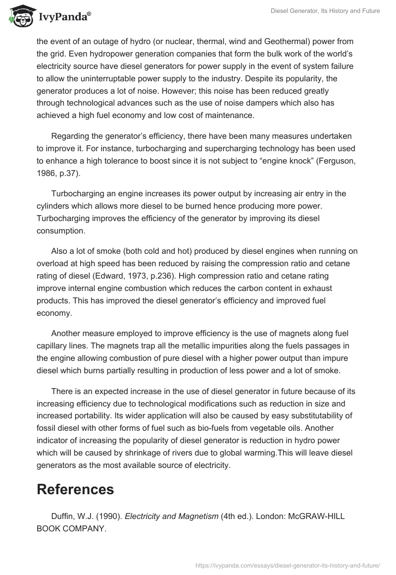 Diesel Generator, Its History and Future. Page 2