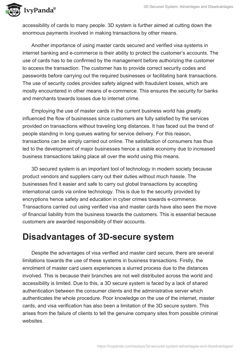 3D-Secured System: Advantages and Disadvantages. Page 2