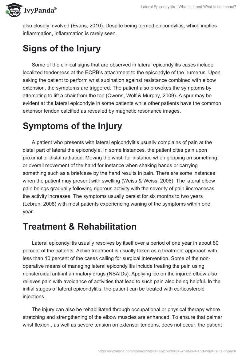 Lateral Epicondylitis - What Is It and What Is Its Impact?. Page 2