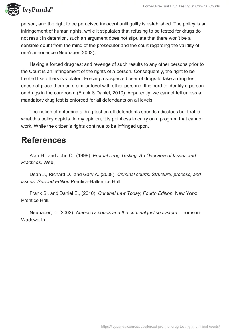Forced Pre-Trial Drug Testing in Criminal Courts. Page 2