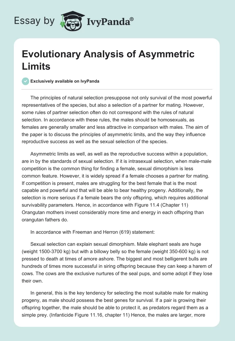 Evolutionary Analysis of Asymmetric Limits. Page 1