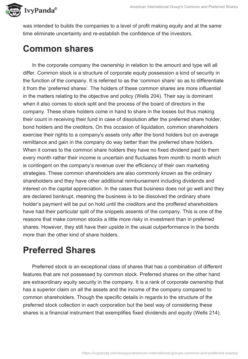 American International Group's Common and Preferred Shares. Page 2