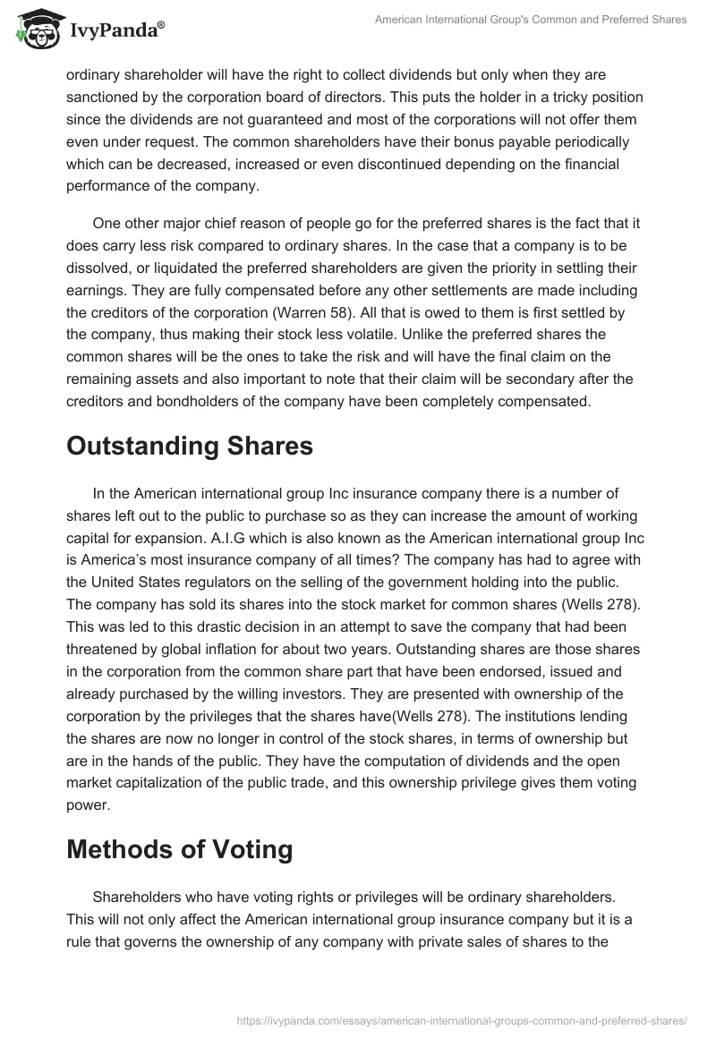American International Group's Common and Preferred Shares. Page 4