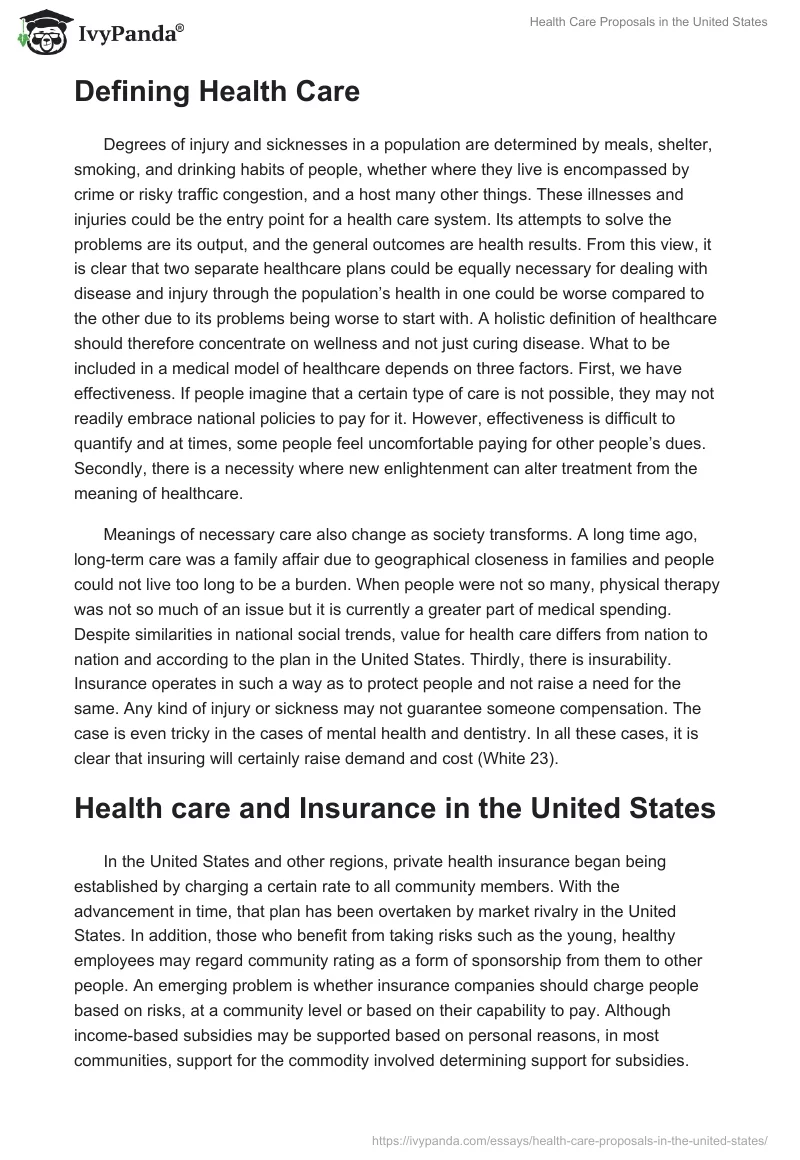 Health Care Proposals in the United States. Page 2