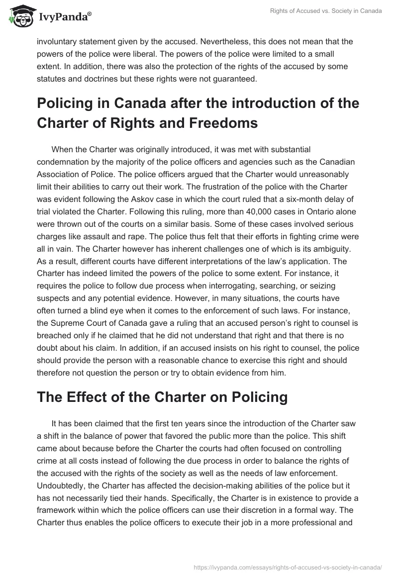Rights of Accused vs. Society in Canada. Page 2