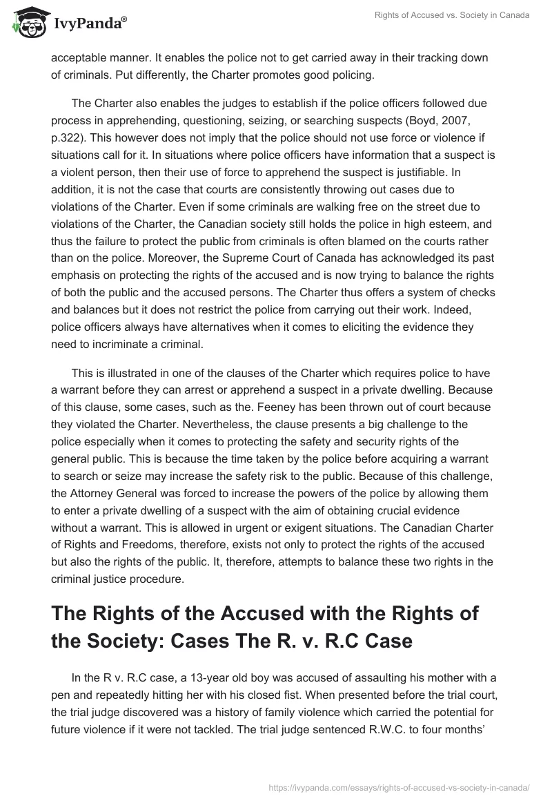 Rights of Accused vs. Society in Canada. Page 3