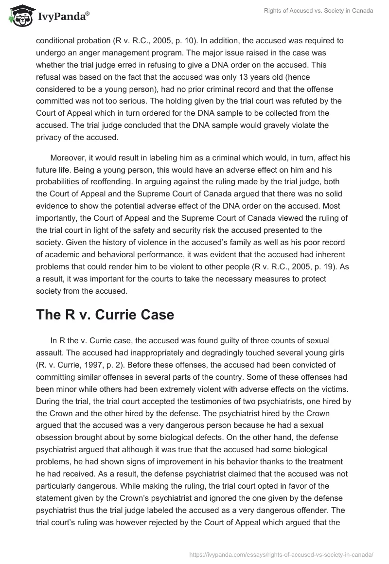 Rights of Accused vs. Society in Canada. Page 4