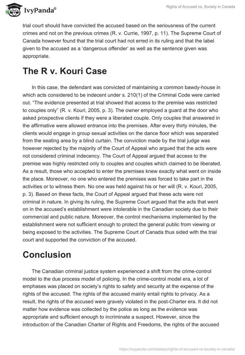 Rights of Accused vs. Society in Canada. Page 5