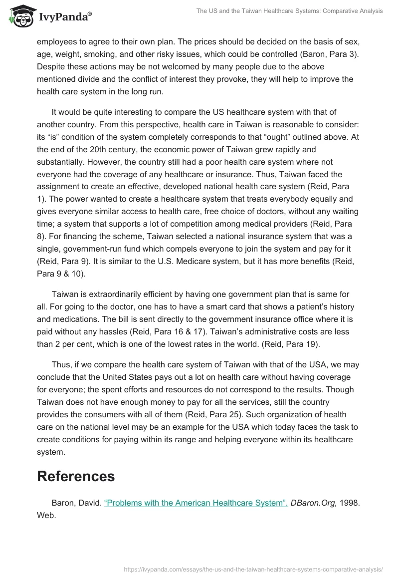 The US and the Taiwan Healthcare Systems: Comparative Analysis. Page 3
