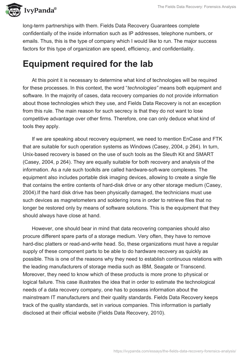 The Fields Data Recovery: Forensics Analysis. Page 2