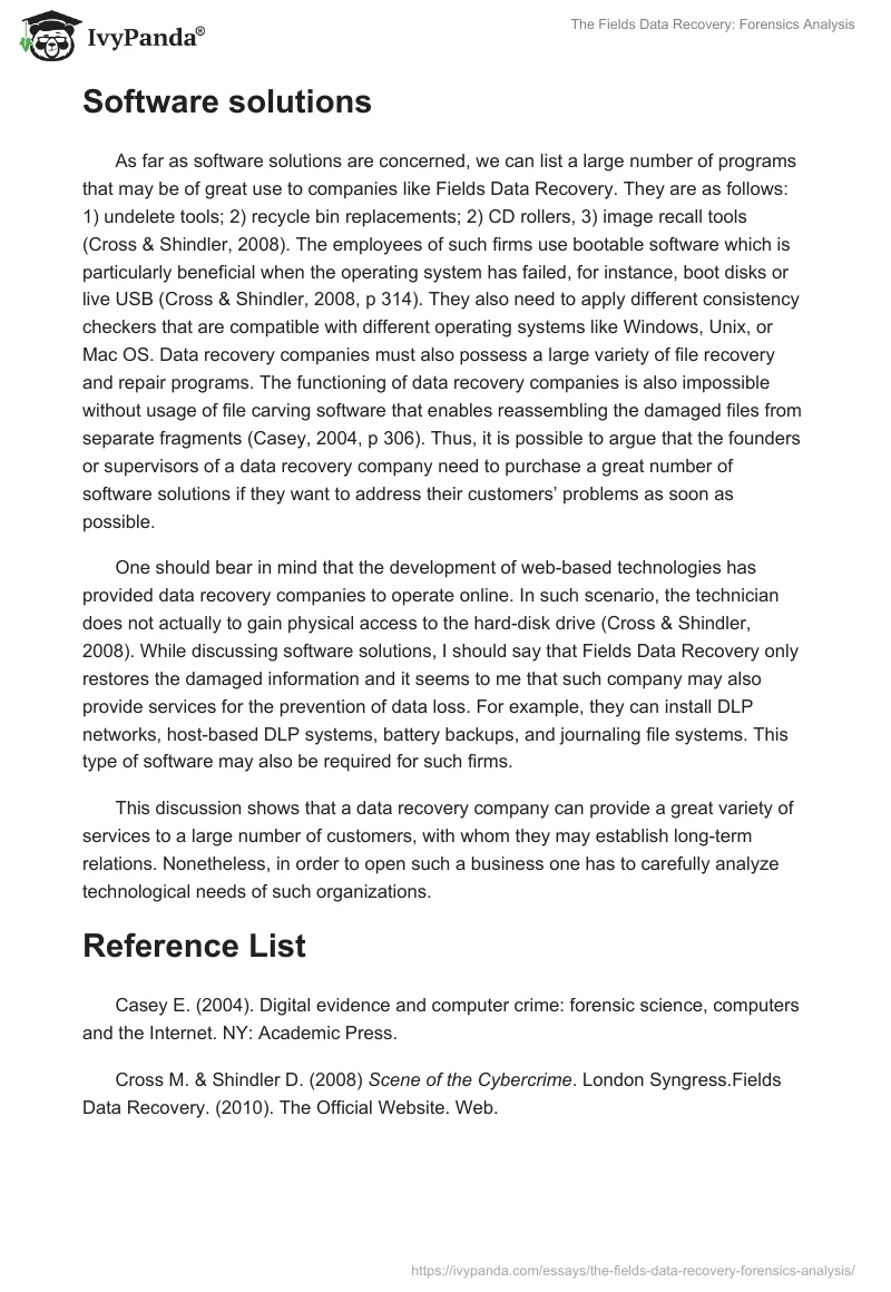 The Fields Data Recovery: Forensics Analysis. Page 3