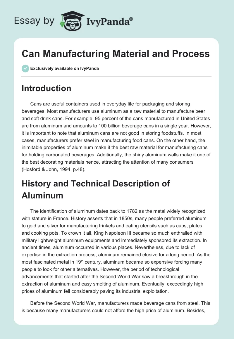 Can Manufacturing Material and Process. Page 1