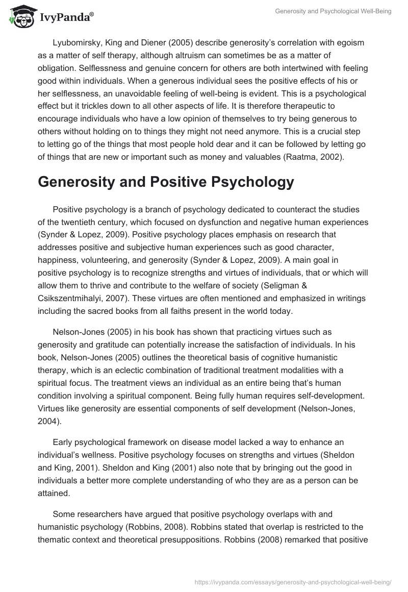 Generosity and Psychological Well-Being. Page 2