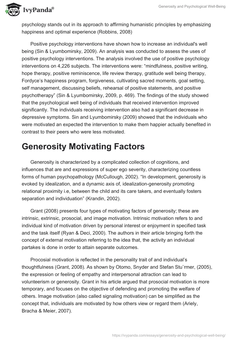 Generosity and Psychological Well-Being. Page 3