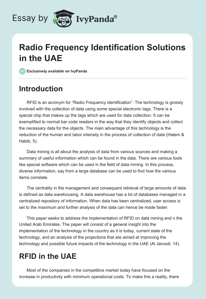 Radio Frequency Identification Solutions in the UAE. Page 1