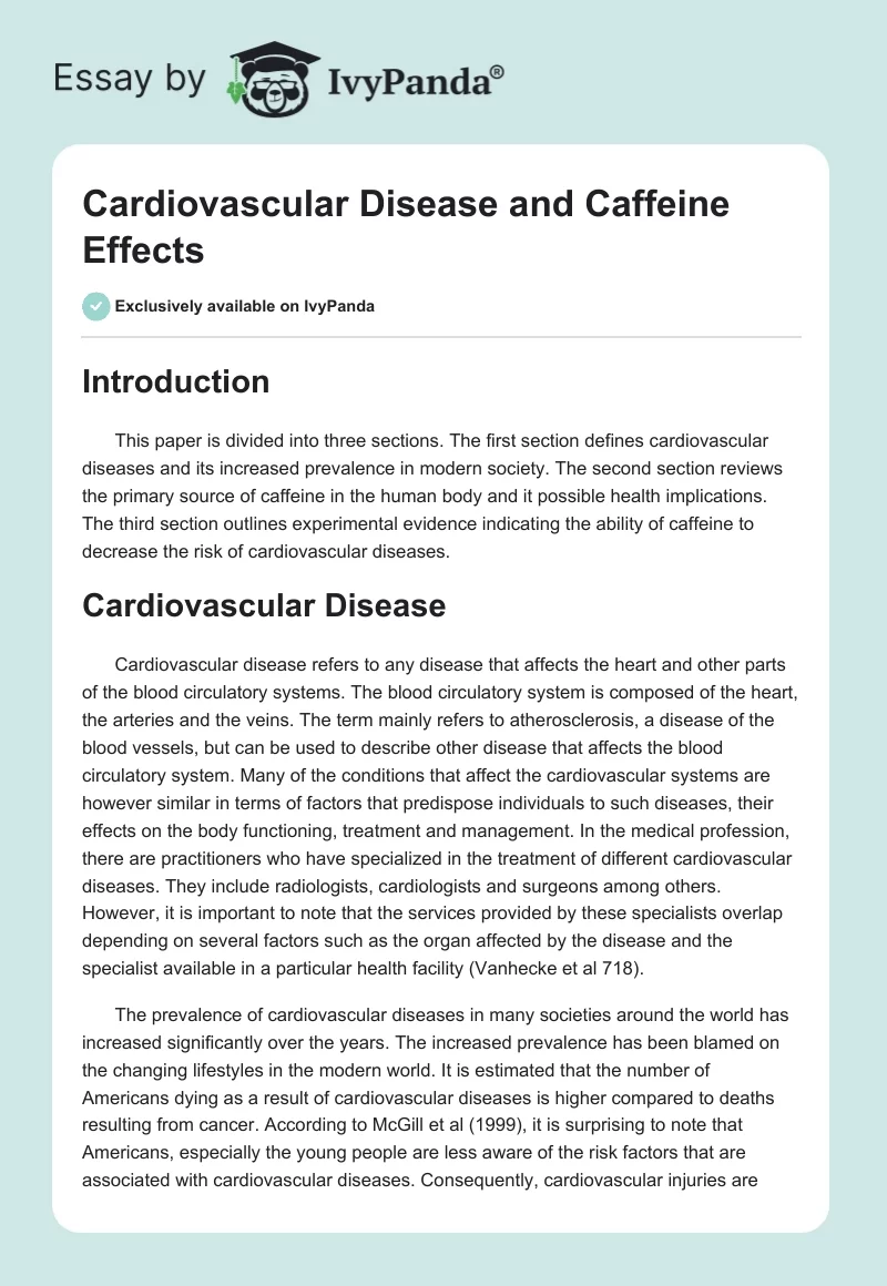 Cardiovascular Disease and Caffeine Effects. Page 1