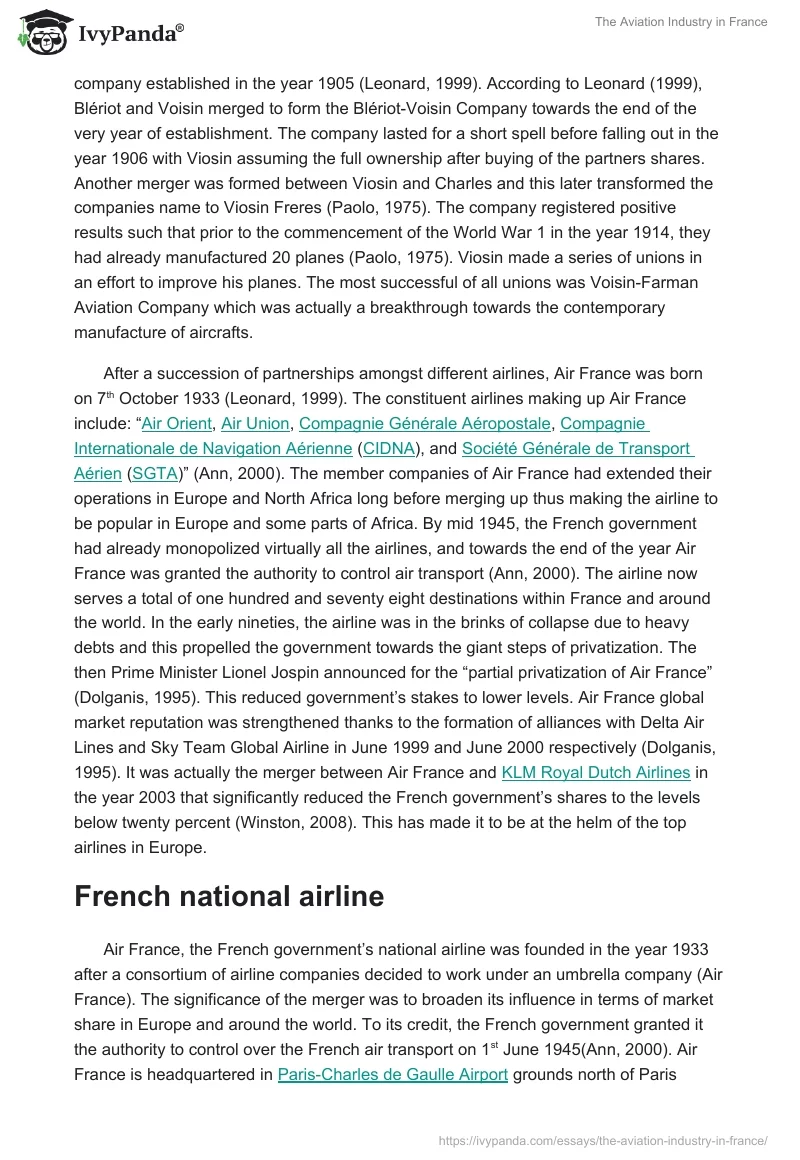 The Aviation Industry in France. Page 2