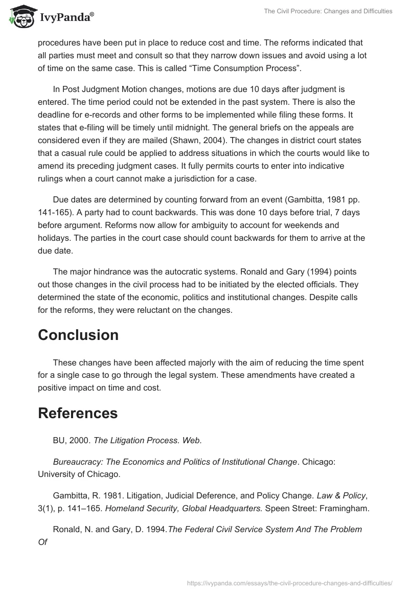 The Civil Procedure: Changes and Difficulties. Page 2