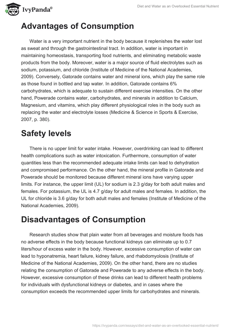 Diet and Water as an Overlooked Essential Nutrient. Page 3