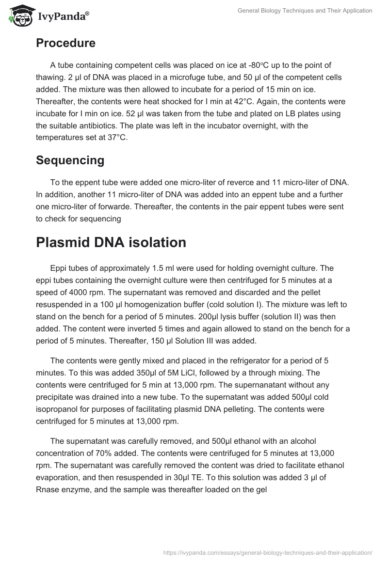 General Biology Techniques and Their Application. Page 5
