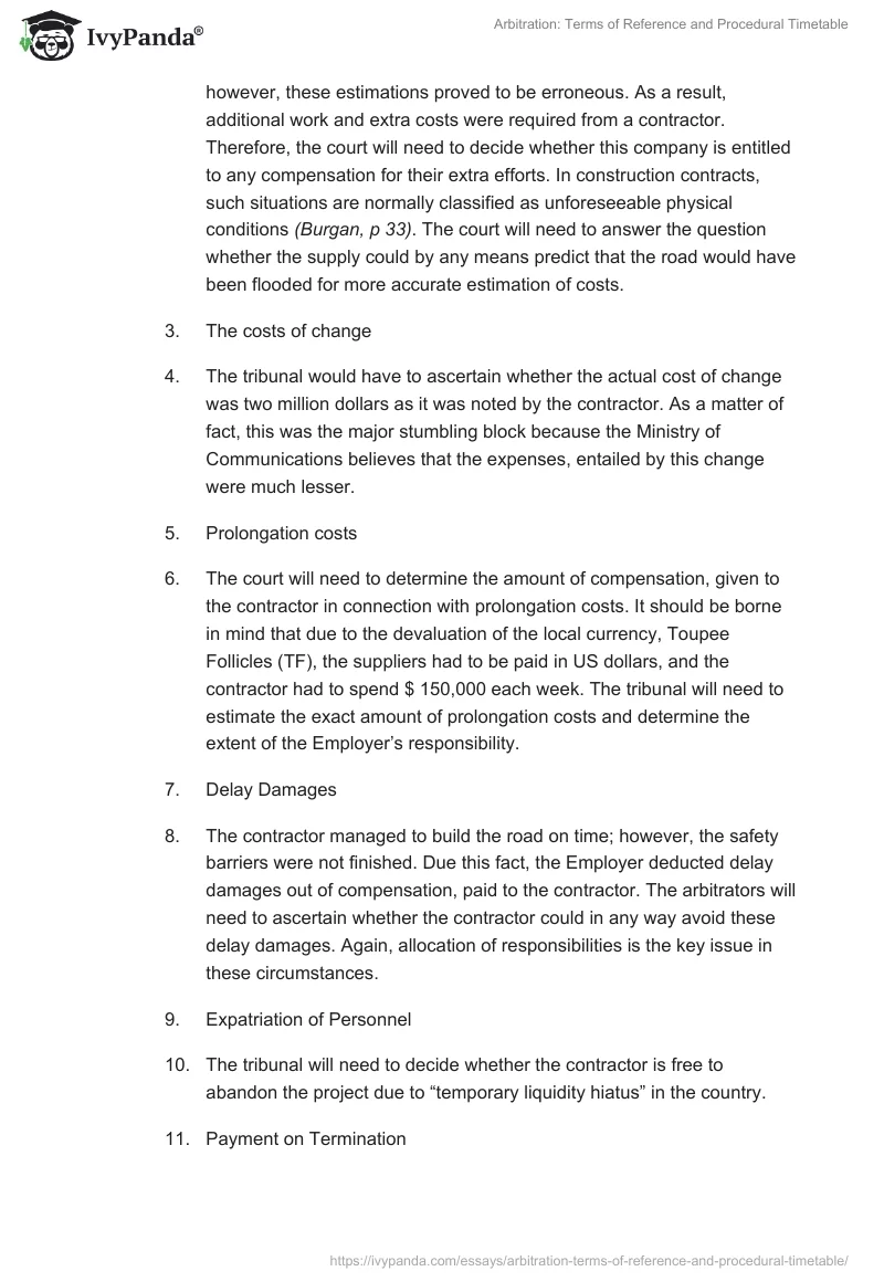 Arbitration: Terms of Reference and Procedural Timetable. Page 2