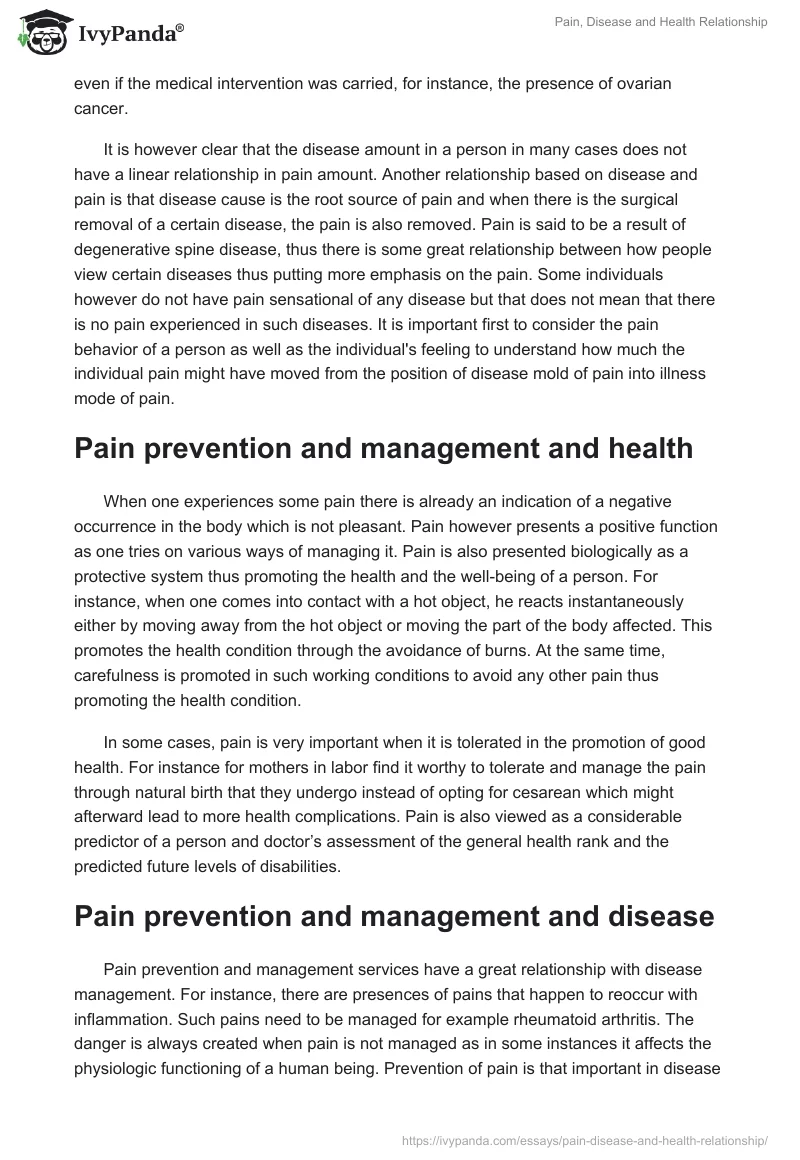 Pain, Disease and Health Relationship. Page 2