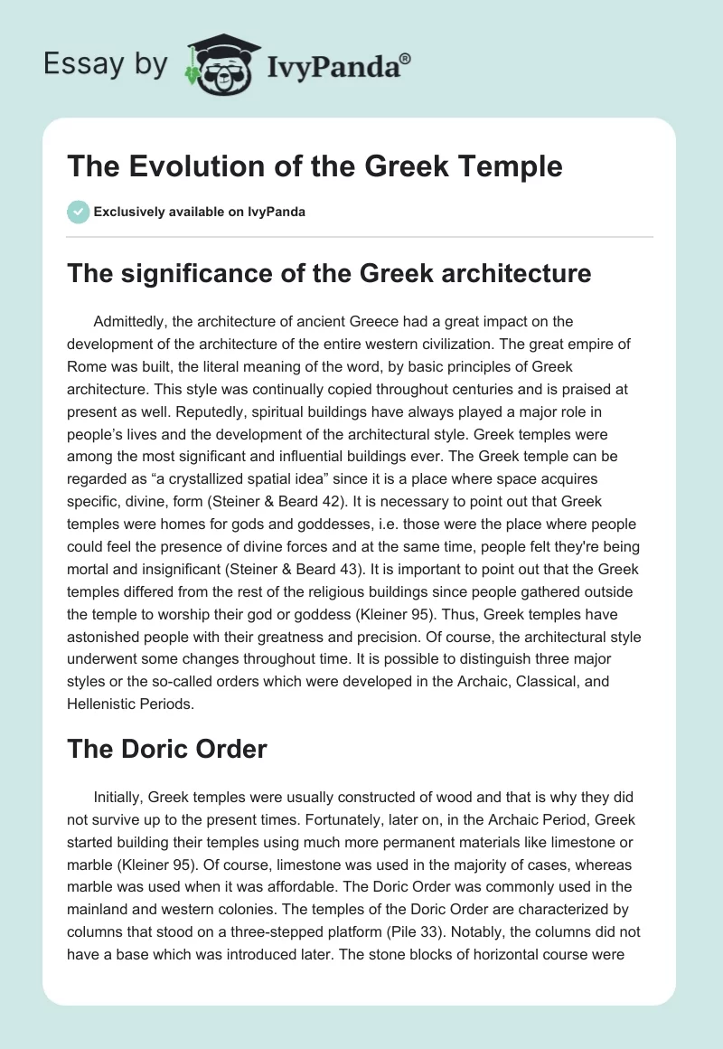 The Evolution of the Greek Temple. Page 1