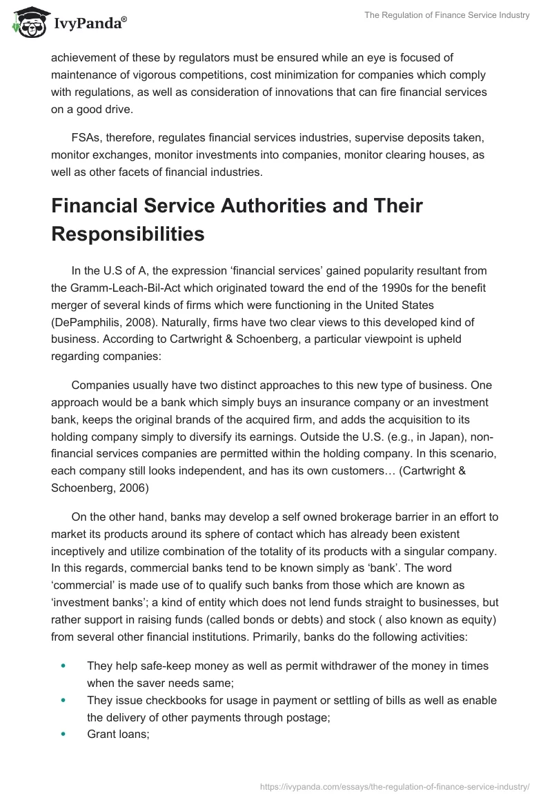 The Regulation of Finance Service Industry. Page 3