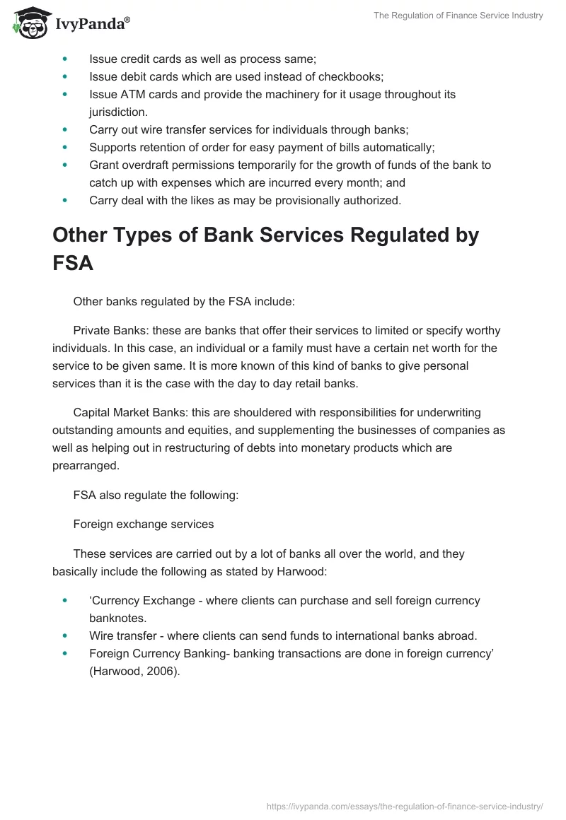 The Regulation of Finance Service Industry. Page 4