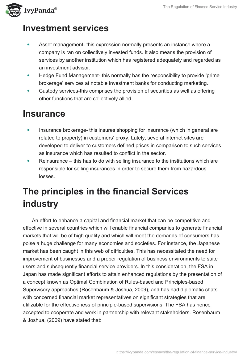 The Regulation of Finance Service Industry. Page 5