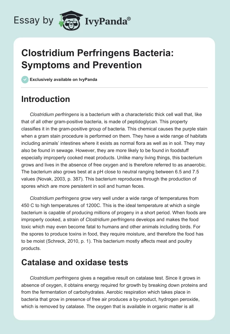 Clostridium Perfringens Bacteria: Symptoms and Prevention. Page 1