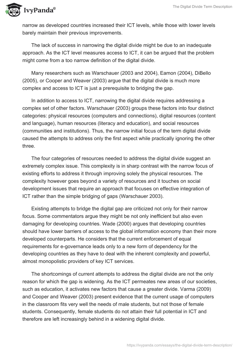 The Digital Divide Term Description. Page 3