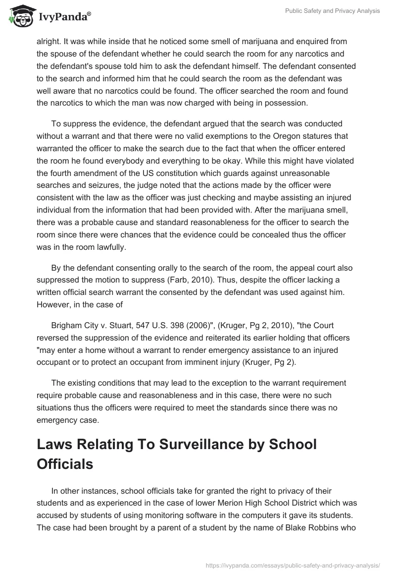 Public Safety and Privacy Analysis. Page 2