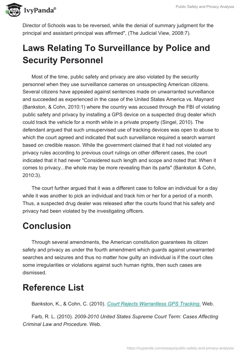 Public Safety and Privacy Analysis. Page 4