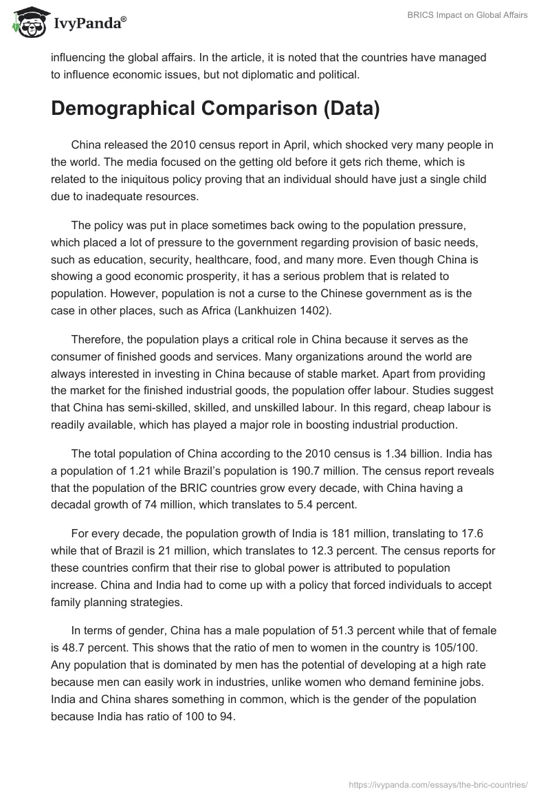 BRICS Impact on Global Affairs. Page 2