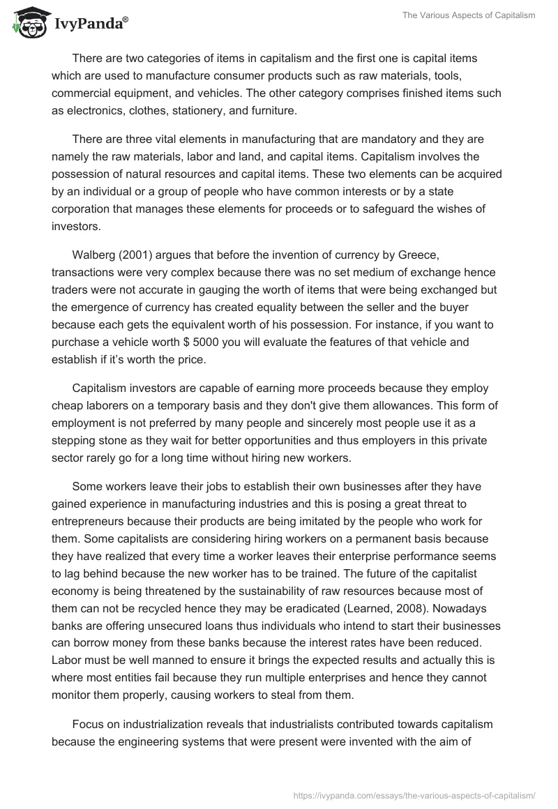 The Various Aspects of Capitalism. Page 2